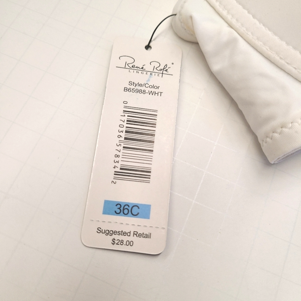 New with Tags Rene Rofe White Strapless Bra 36C - Picture 6 of 7